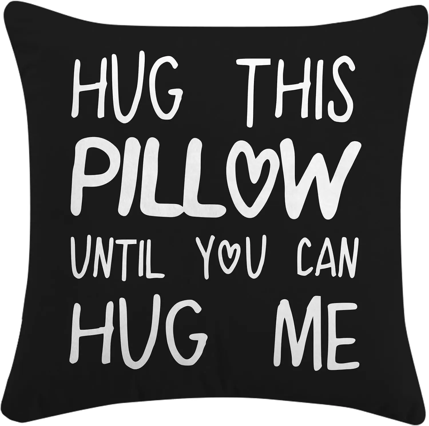 

Hug This Pillow Until You Can Hug Me Throw Pillow Covers, 20x20 Inch, Long Distance Relationship Gift, Valentine's Day, Black