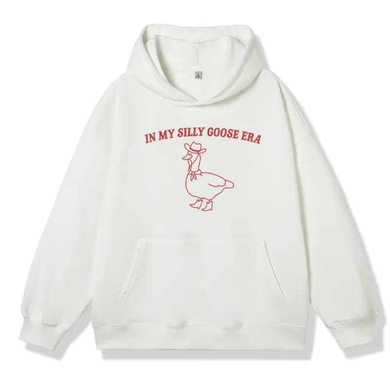 Funny in My Silly Goose Era Graphic Print Hoodie Men Women Silly Goose Fashion Aesthetic Sweatshirt Oversized Streetwear Hoodey