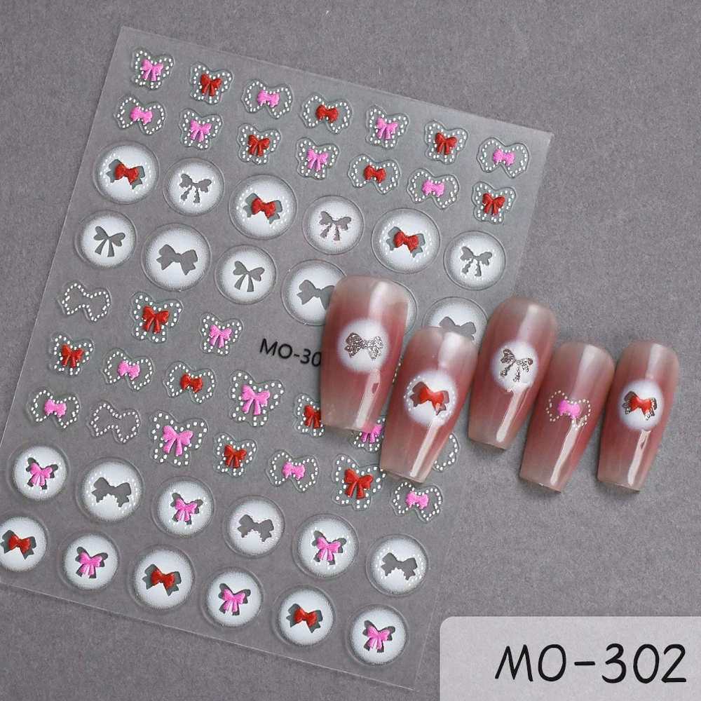 

5D Love Heart Nail Stickers Shiny Cartoon Wing Rainbow Tulip Flower Jelly Sun Embossed Relief Nail Art Sticker Manicure Decals