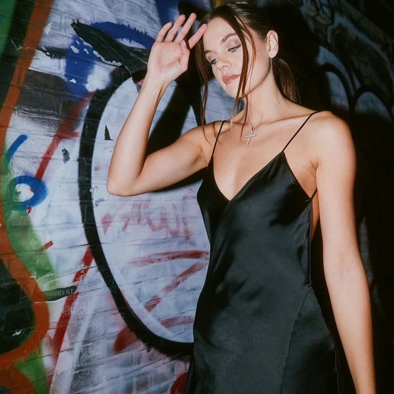 Abito lungo da donna One Piece Summe Corsetto nero Cerniera senza schienale Abito sottoveste femminile Senza maniche Party Beach Abito lungo elegante sexy