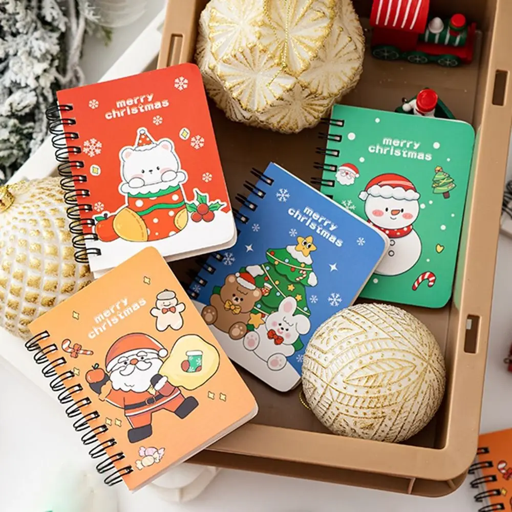 4Pcs/set Detachable Christmas Coil Notepad Thickened Cartoon Loose-leaf Notebook Cute Side-flip Coil Book Christmas Gift