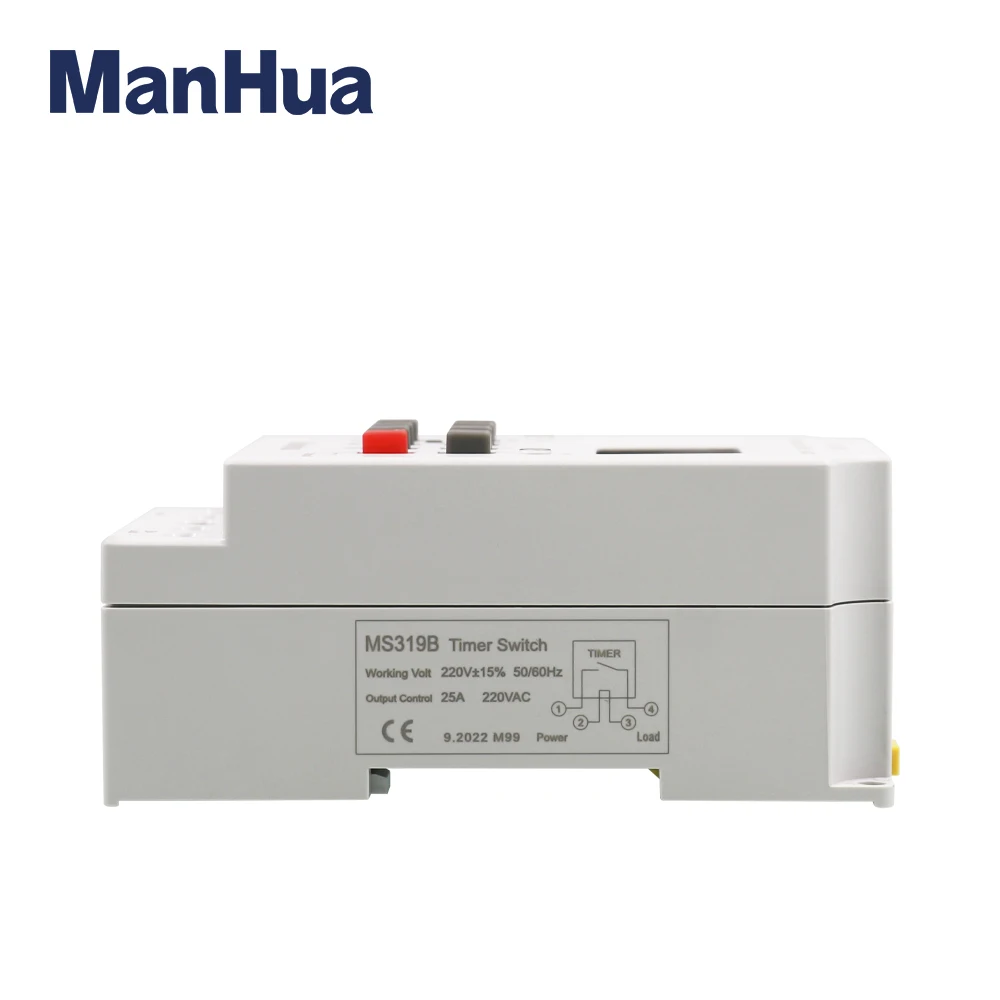 ManHua MS319B 200-240VAC 25A 99ON Programmable Din Rail Digital Timer Switch School Bell Time Controller