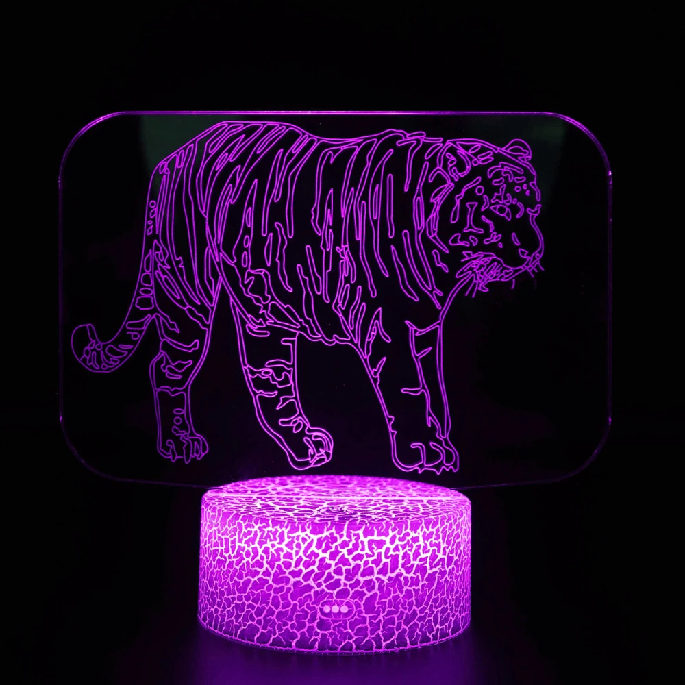 Nighdn Tiger 3D Lamp Illusion LED Night Light 7 Color Changing USB Lamp Bedside Table Bedroom Decoration Creative Gift for Kids