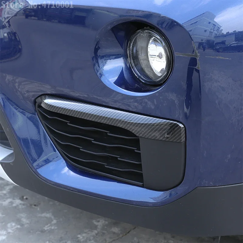 2pcs Car Fog Lights Lamp Strips Trim Cover Stickers For BMW X1 F48 2020 2021 Styling Carbon Fiber Style Front Car Accessories