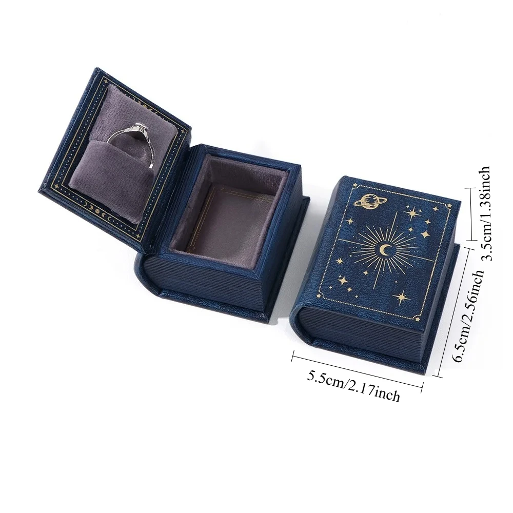1Pc PU Leather Book-shaped Ring Box With Artificial Suede Fabric Lining Creative Flip Lid Magnetic Ring Holder Jewelry Gift Case