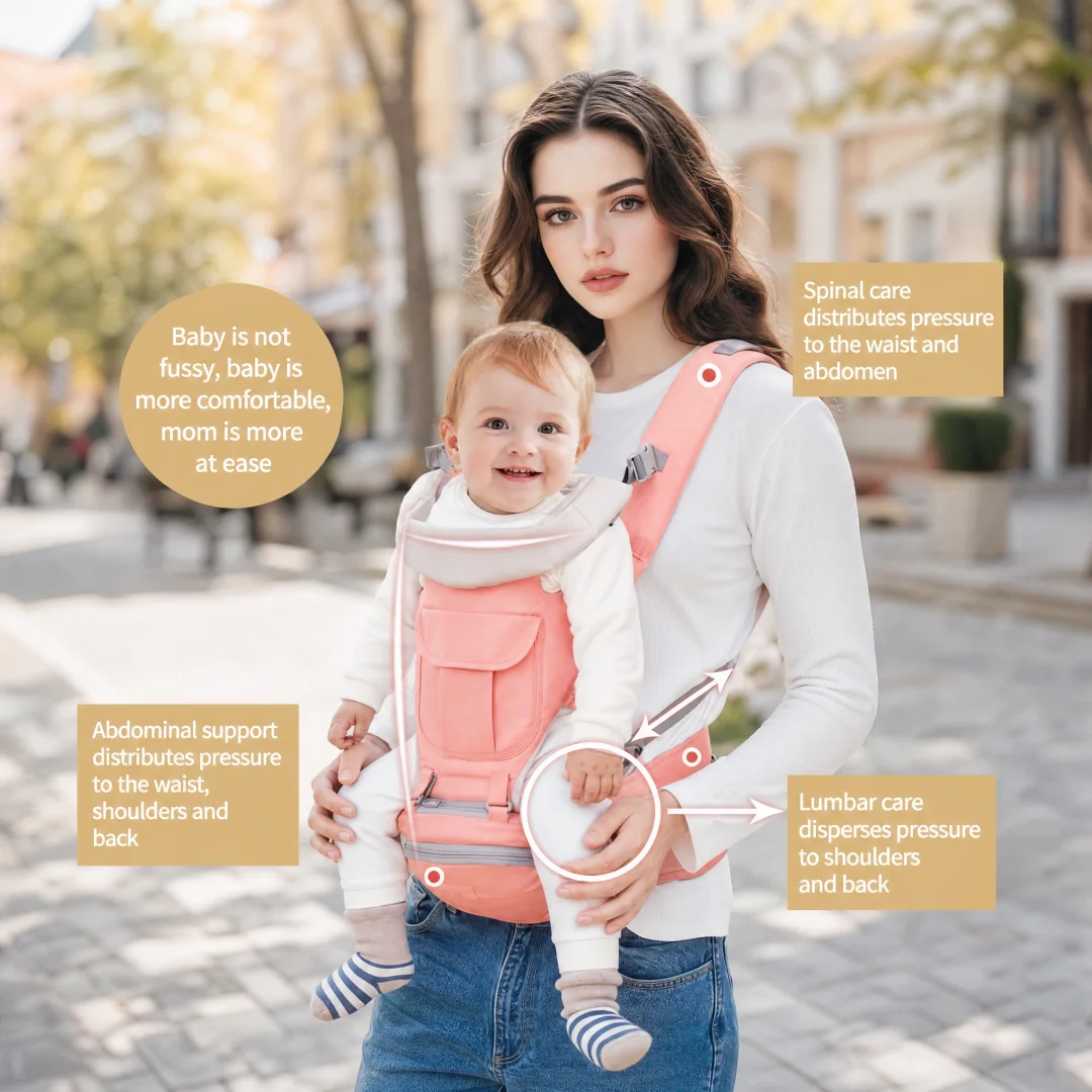 Baby carrier, multi-functional diagonal carrier for all seasons, hands-free, breathable baby waist stool, stool and back stool,