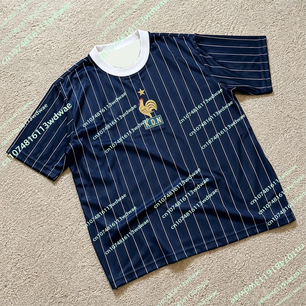 Unisex France Soccer Jersey White Crew Neck Splash Thin Stripe Rooster Print Star Decor 2026 Fan Football Shirt view 3