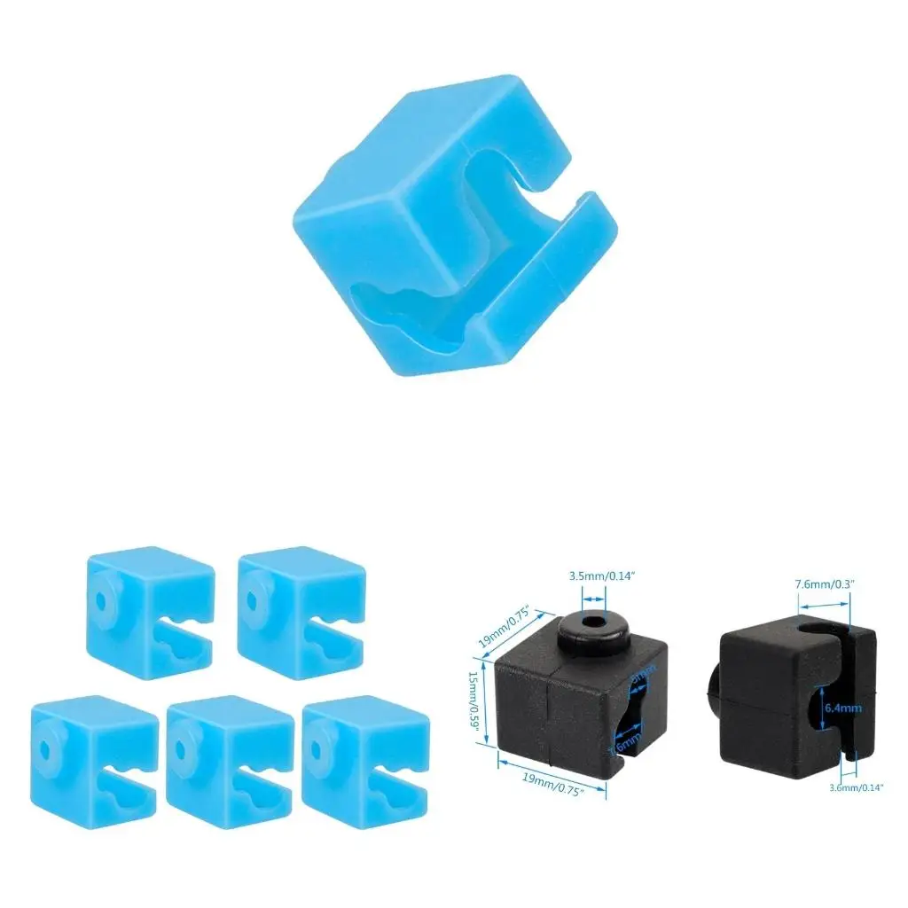 

5Pcs 3D Printer V5/X1/CR10/MK9/MK8 Heating Block Case Protective Silicone Sock Cover For Original I3Mega Aluminum Heater Block