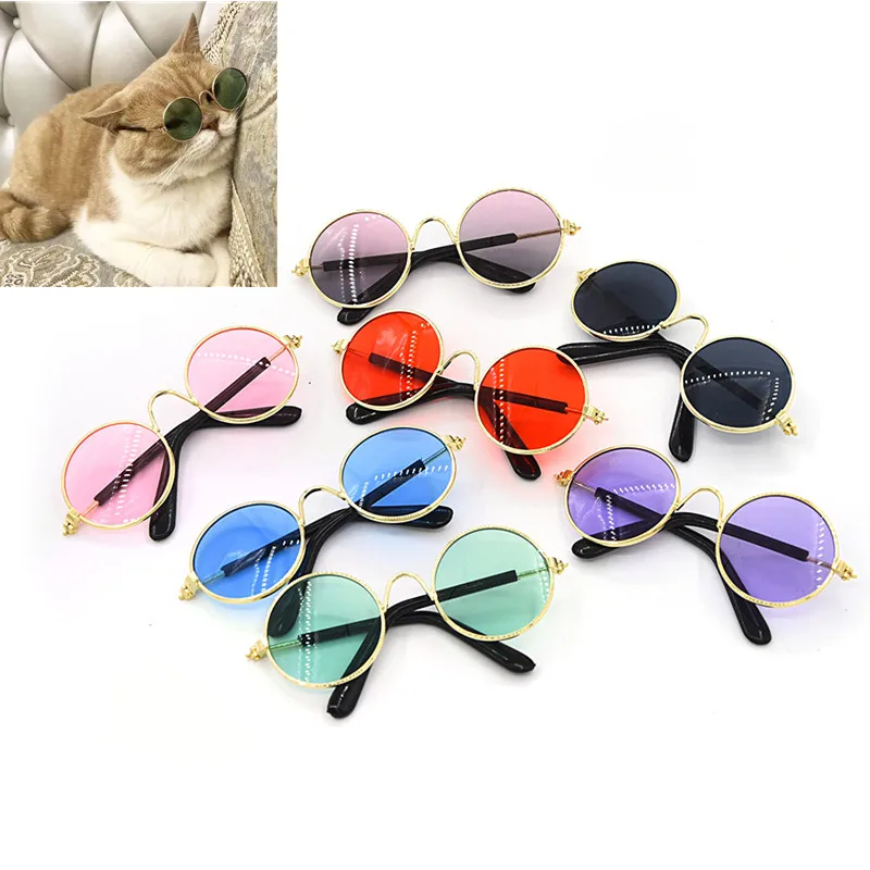 Pet Products Lovely Vintage Round Cat Sunglasses Reflection Eye wear glasses For Small Dog Cat Pet Photos Props Accessories