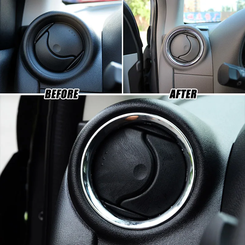 For Nissan Versa Almera Latio 2012 2013 2014 2015 2016 2017 Chrome A/C Air Vent Ring Cover Trim Car Styling Sticker Accessory