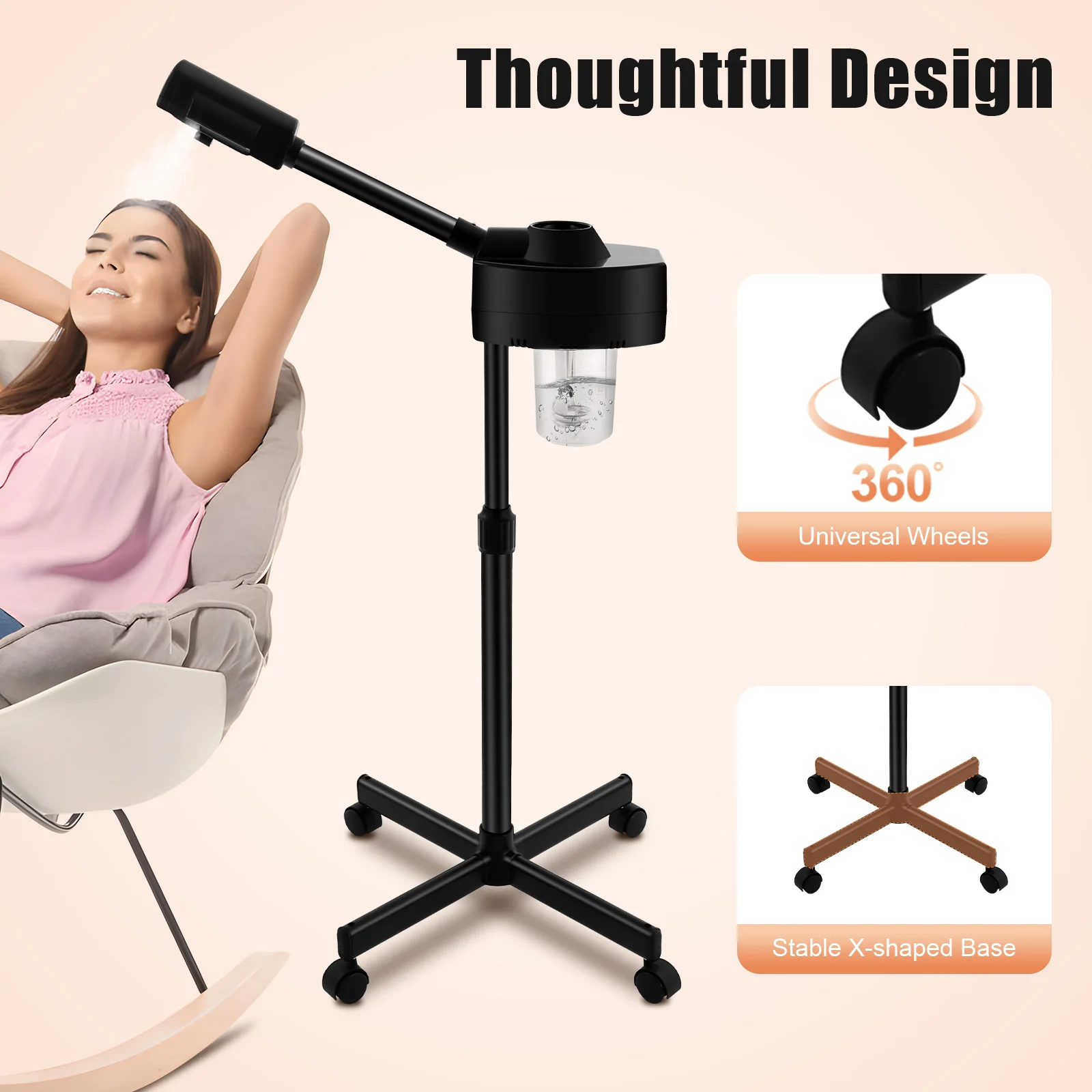 Parownica do twarzy 800W Deep Care, salon kosmetyczny, sauna do twarzy, parownik, parownica ozonowa, urządzenie do pielęgnacji twarzy 360 °   Obrotowy — zdjęcie 4