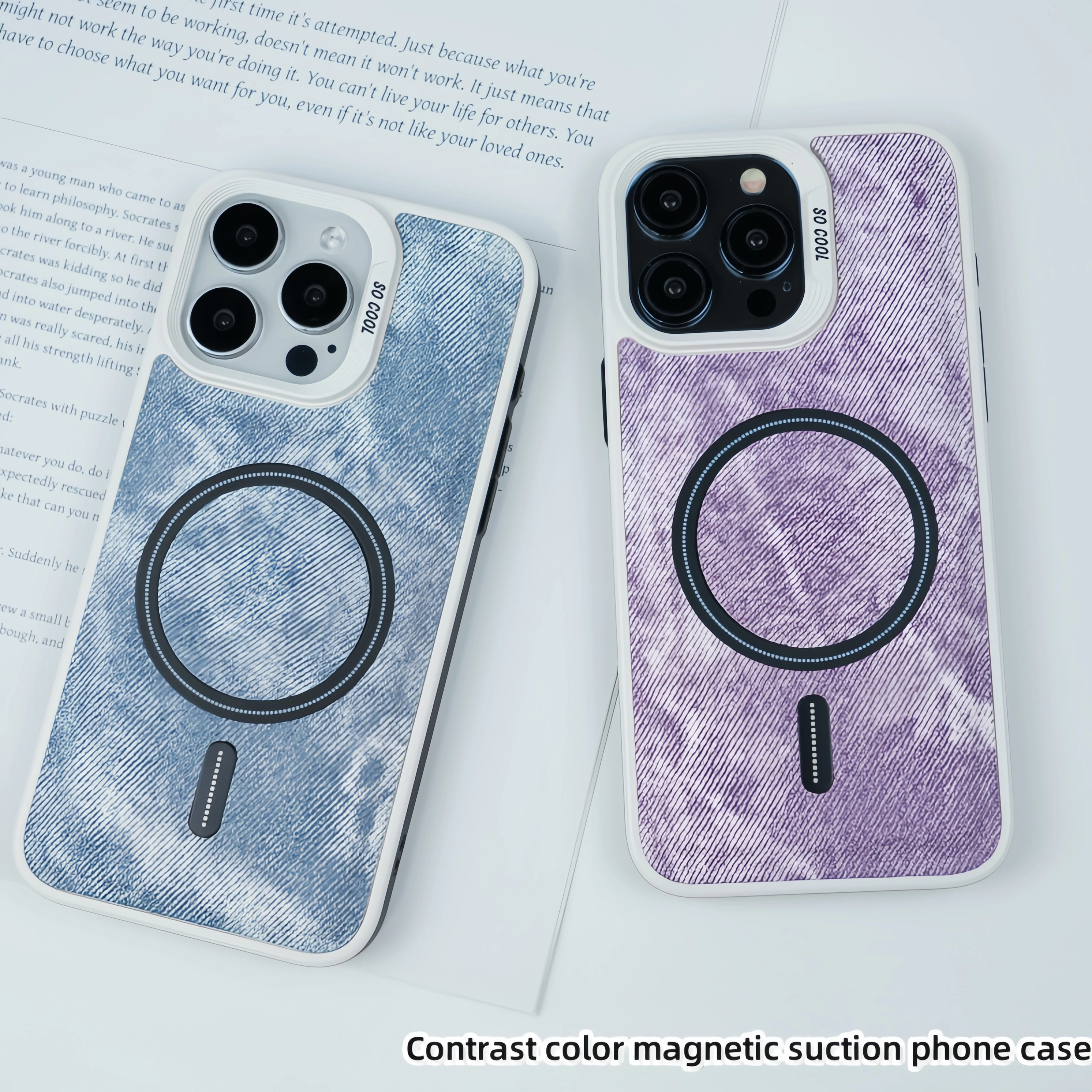 Magnetic Jeans Color Phone Case For iPhone 12 13 14 15 Pro Max 14 15 Plus Luxury Magnetic Cover For iPhone 12 13 14 15 Promax