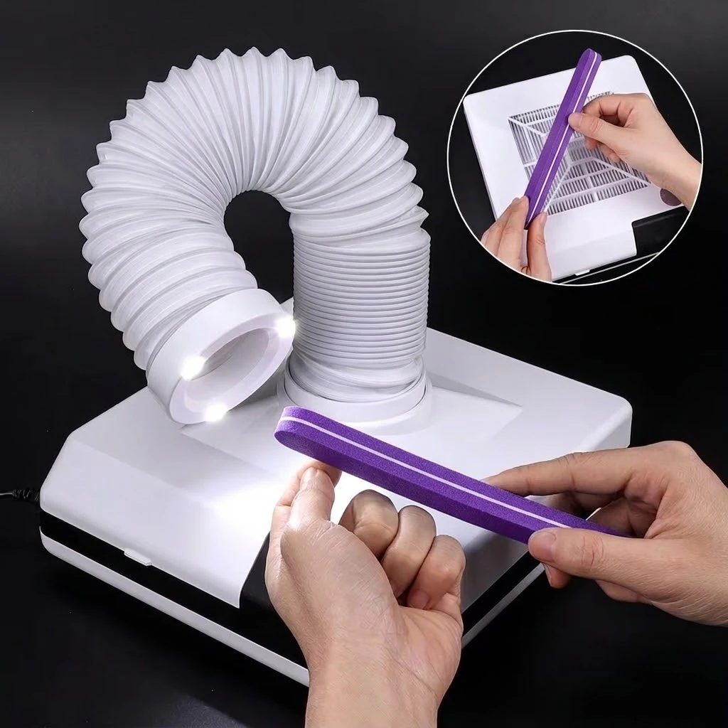 60W Nail Dust Collector Machine Nail Dust Vacuum Cleaner For Manicure Pedicure Nail Art Salon Dust Suction Remover Powerful Fan