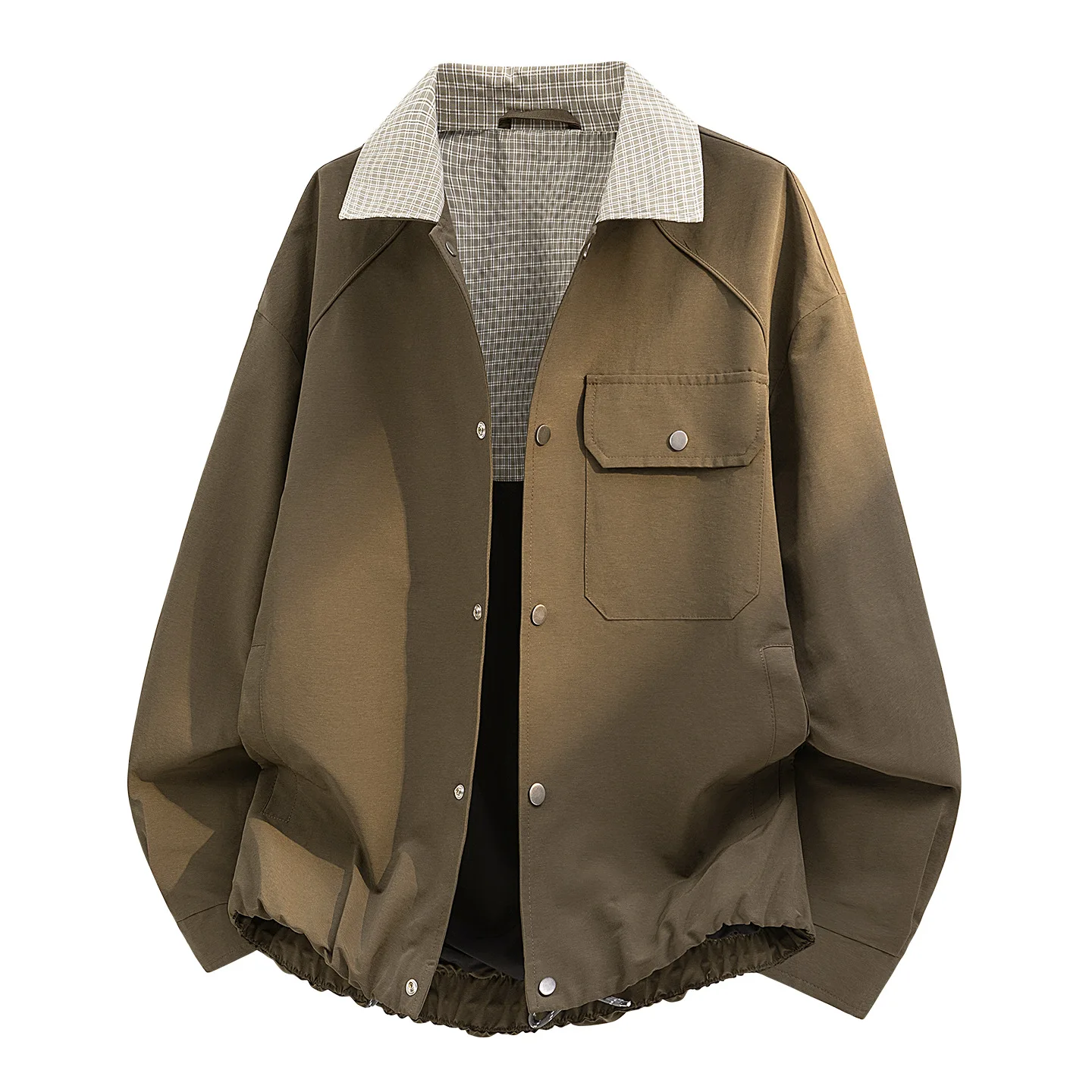 

Мужская куртка весна-осень в клетку с пэчворком, однобортная, с отложным воротником, длинными рукавами, повседневная верхняя одежда для мужчин