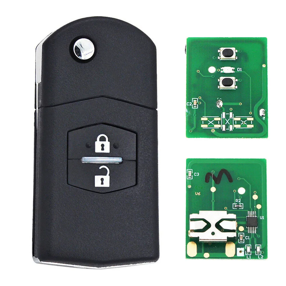 Ecusells High Quality 2 Buttons Flip Remote Key Fob 315MHZ with 4D63 Chip for Mazda 3 6 M3 M6 2006-2011