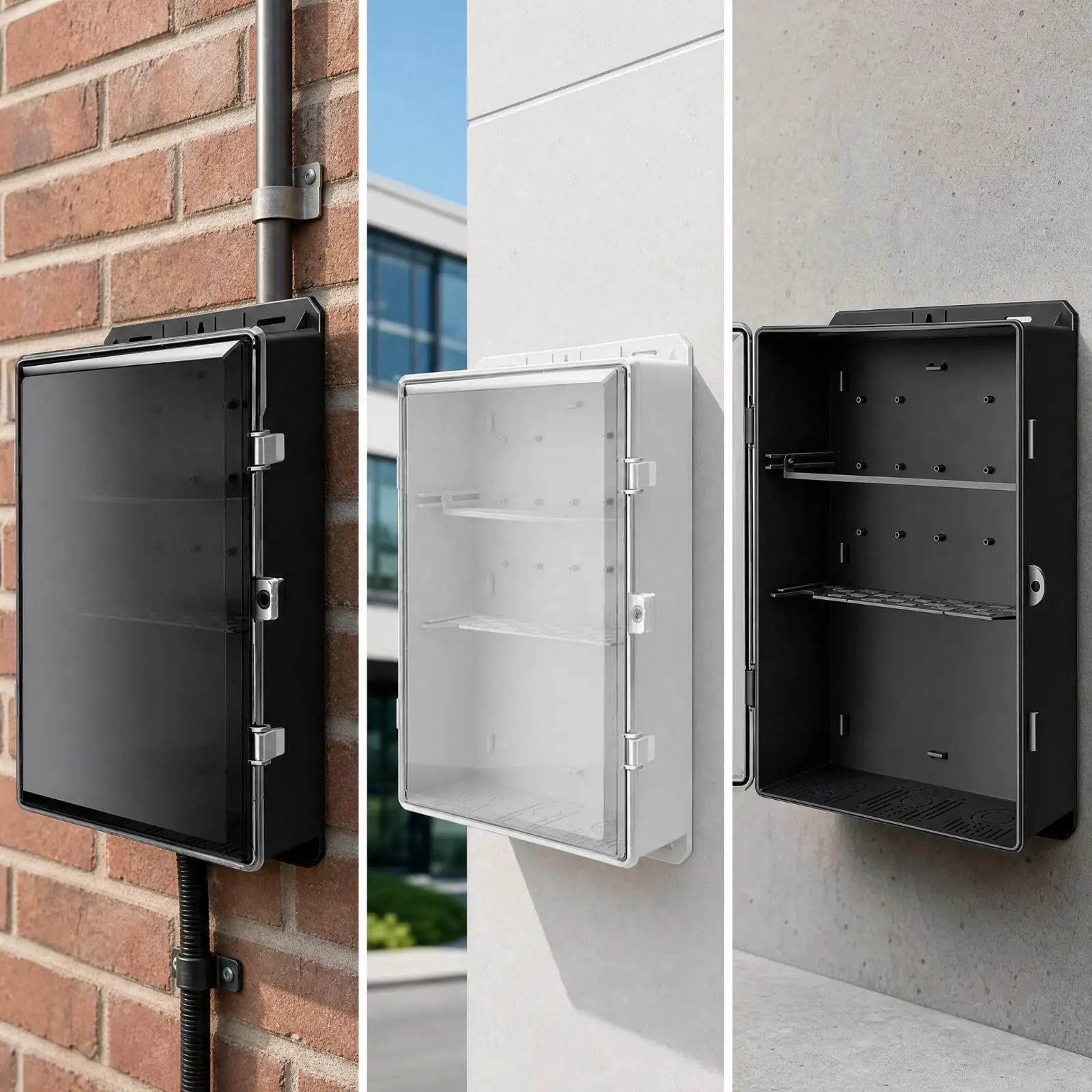 Waterproof Junction Case IP67 Plastic Security Equipment Box for Wall Mount Installation with Ventilation Slots
