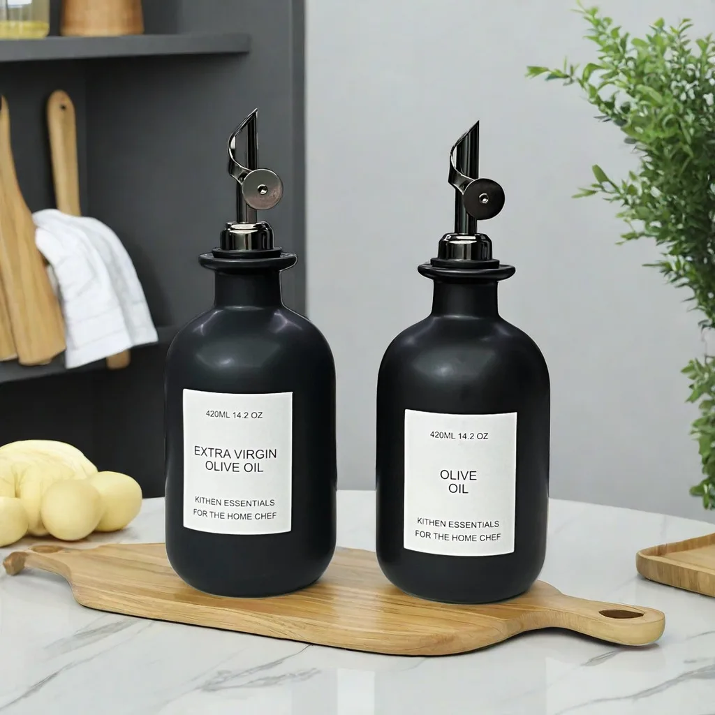 Household ceramic soy sauce bottle leakproof automatic open oil bottle leakproof household kitchen seasoning utensils