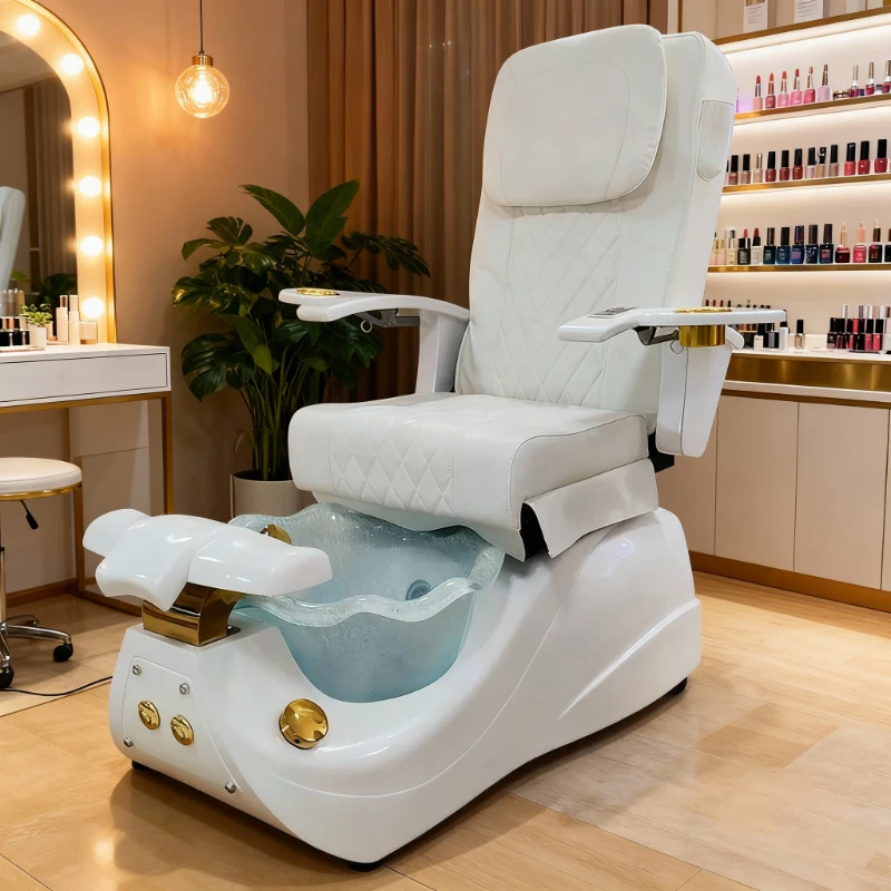 

2025 Relaxing Pedicure Chairs for Modern Luxury Electric Massage, Nail Salon, Foot Spa, Manicure, White Pedicure Chair with Sink