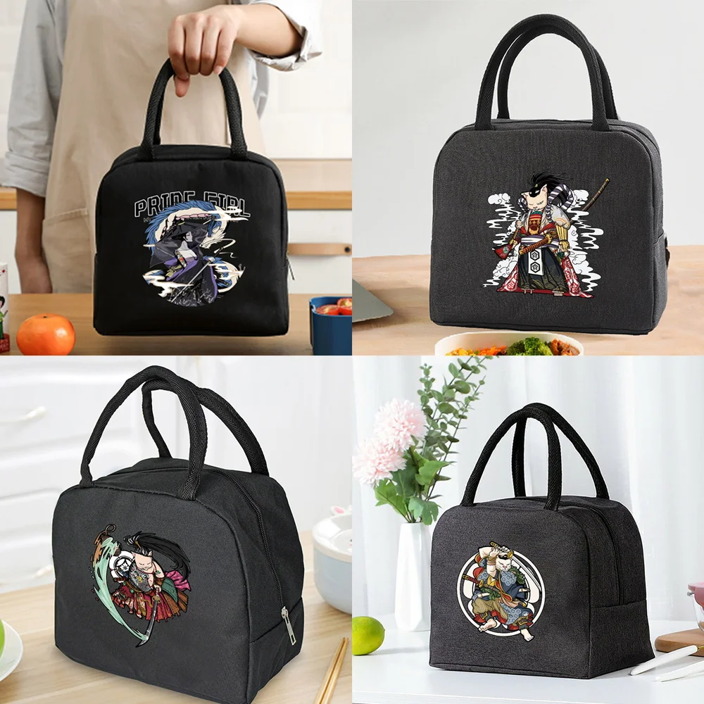 

Portable Lunch Bag Unisex Thermal Insulated Kids Lunch Box Handbag Food Picnic for Work Cooler Storage Bags Samurai Series