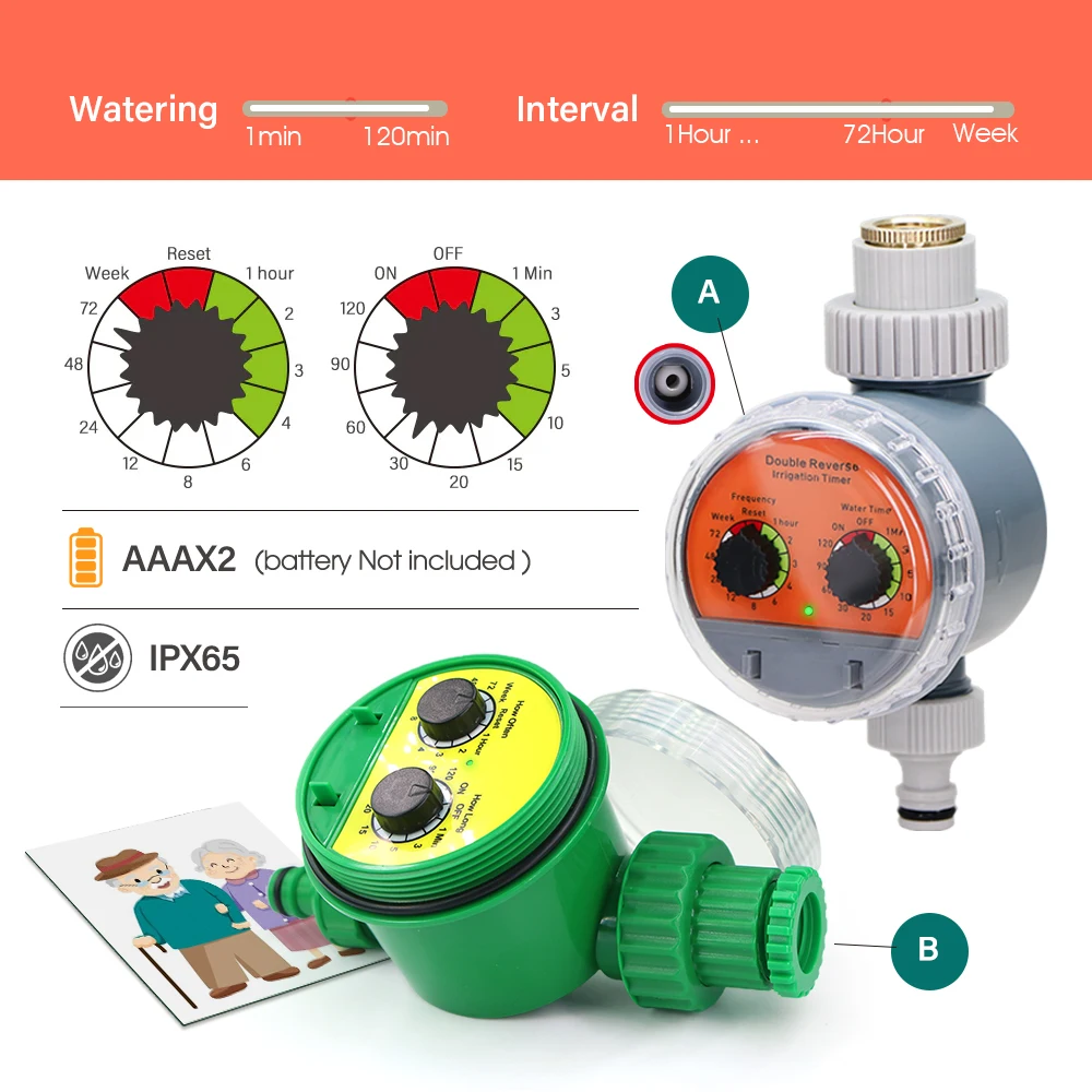 Automatic Water Ball Valve Timers LCD Display Electronic Controller Home Outdoor Waterproof Drip System for Garden Greenhouse