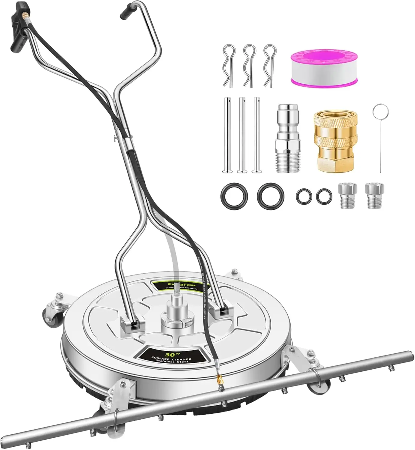 

30" Washer Surface Cleaner Ultra with 7 Nozzles Water Broom, Stainless Steel Dual Handle Power Washer Surface Cleaner for Patio