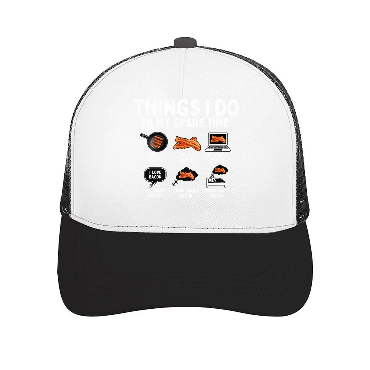 Things I Do In My Spare Time Bacon Humor Mesh Baseball Cap Casual Hat For Womens Unisex Female