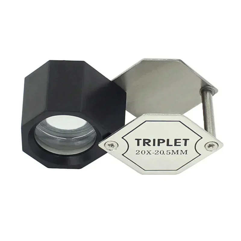 4PC 20X Metal Folding Magnifier HD Jewelry Mirror Antique Diamond Jade Appraisal Collection Magnifying Glass Triplet Loupe