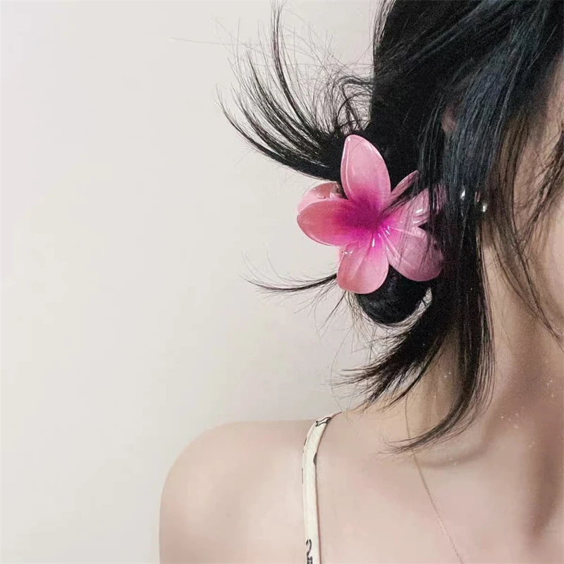 Fashion Beach Vacation Egg Flower Hair Clips Hair Claw Gradient Flower Hair Accessories Beach Style Hairpins Bohemia Flower 8CM