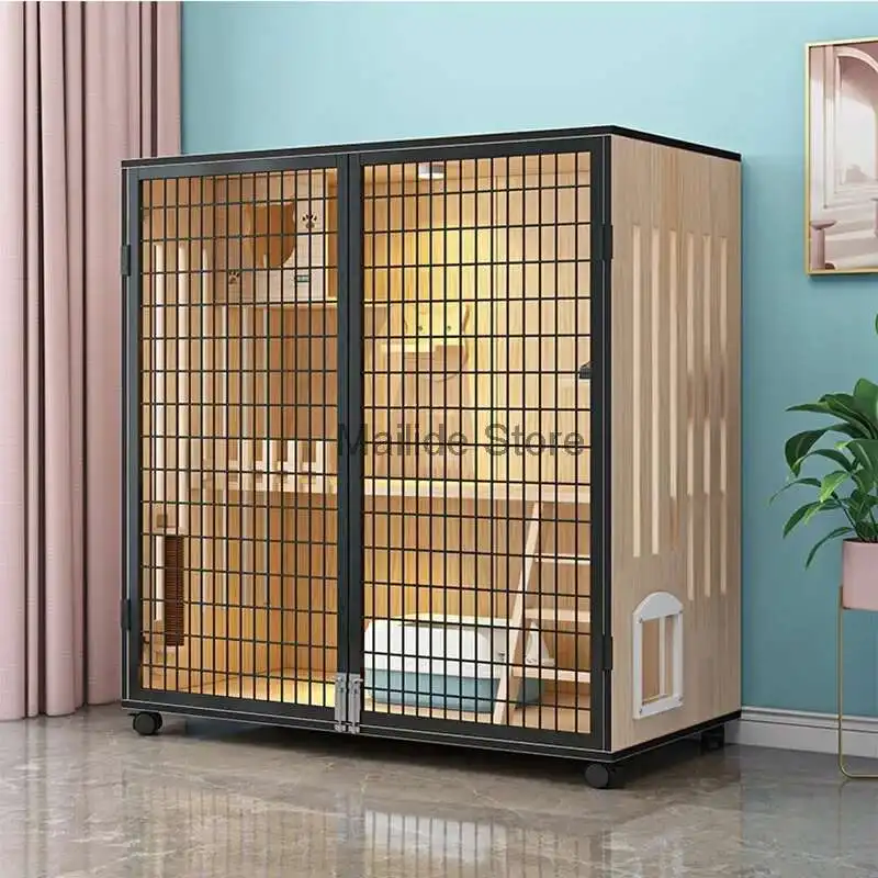 

Household Solid Wood Cat Cages Luxury Large Cat Villa Waterproof Cat House Pet Shop Panoramic Cat Breeding Cage Indoor Cat Nest