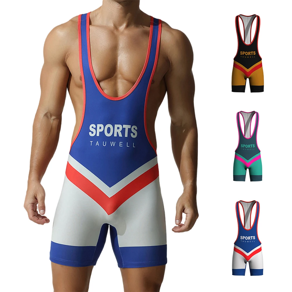 

Men's Sexy Fitness Jumpsuit Wrestling Weightlifting Training Clothes Squat Sports Suspenders Undershirt Cycling Gym Suit