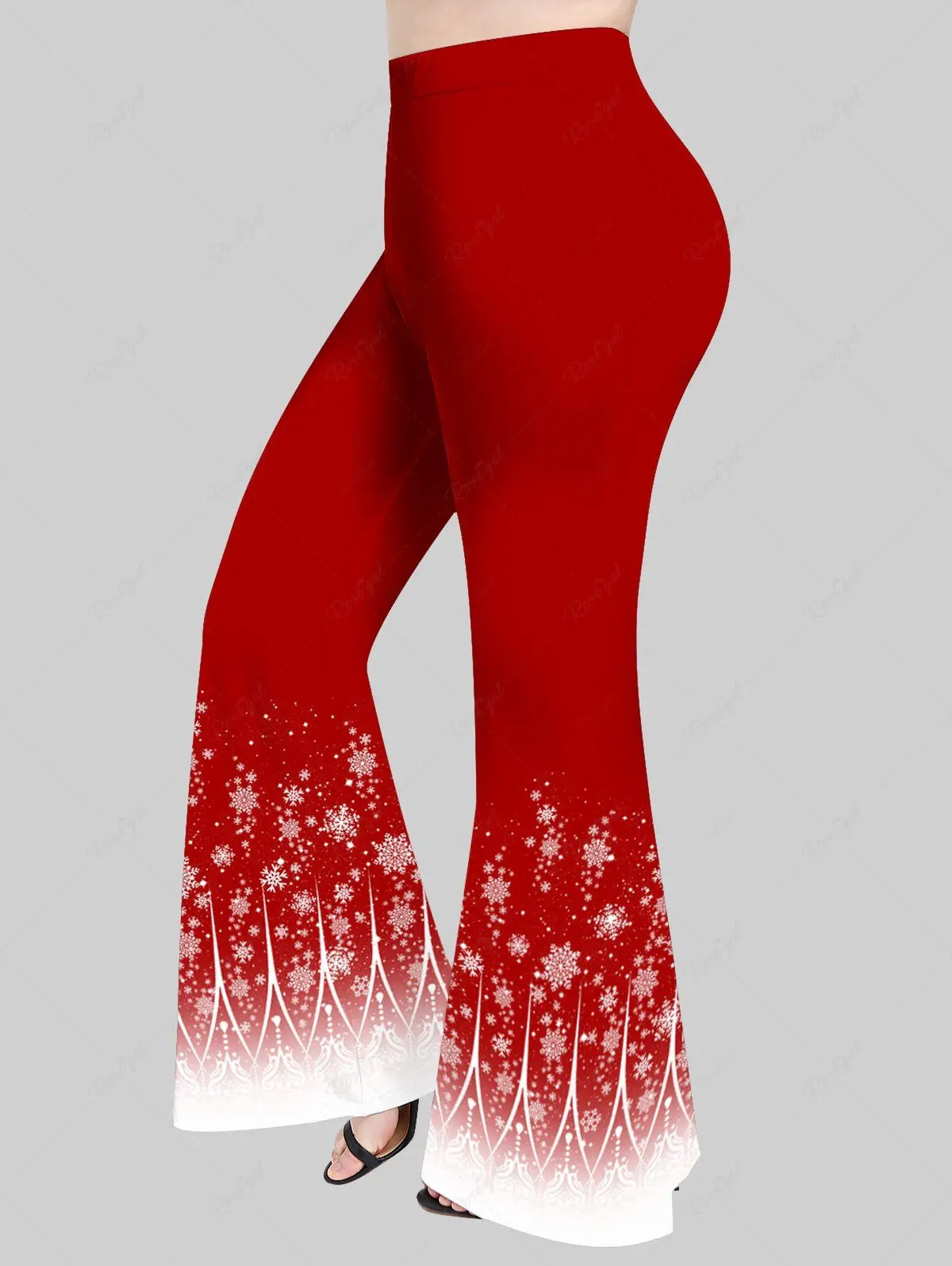 XS-6X Women\'s Matching Set Lattice T-shirt And Flare Pants Christmas Tree Santa Claus Elk Snowflake Moon Glitter 3D Print Suit