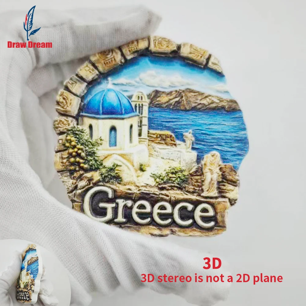 1Pc Greek Creative 3D Embossed Refrigerator Magnet World Travel Souvenir Collection Suitable for Home and Office Decoration, Personalized Exclusive Travel Souvenir Magnetic Refrigerator Magnet Home Decoration, Kitchen, Room, Office, Cabinet Crafts Gift, Holiday Souvenir, Exquisite Small Gift