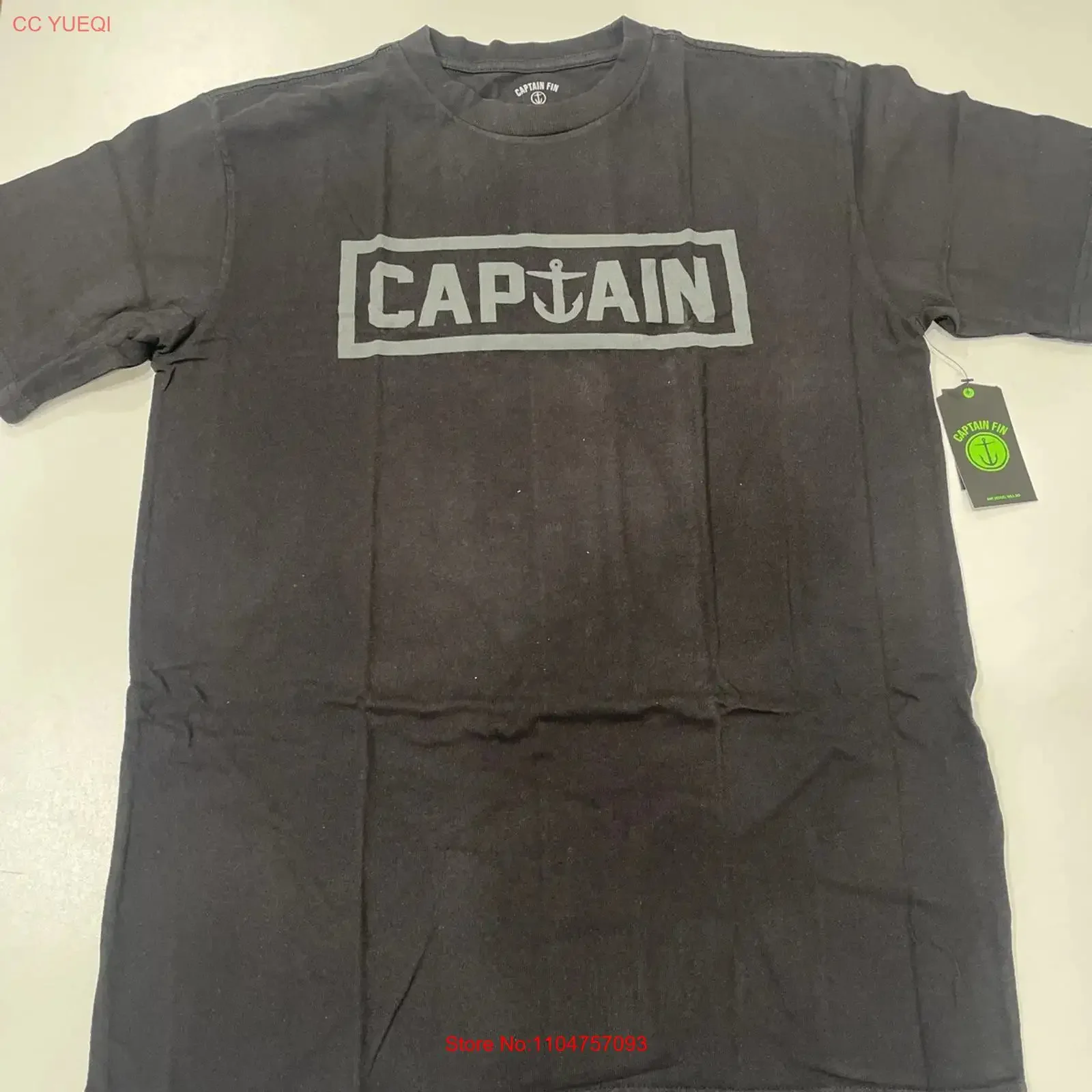 Camiseta Captain Fin Naval Negra Talla S, Estilo Vintage Lavado, para Uso Diario, Suave, Casual, Ligeramente Elegante, Unisex, Streetwear para Hombre