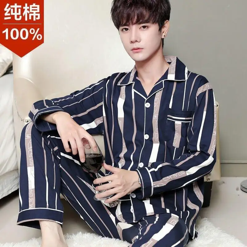 

Man Clothing Man Pajama Set Cotton Male Shirts Y2K Large Pajamas Sweatshirt Loose Bathrobe Homewear Leisure Fashion Autumn Pants