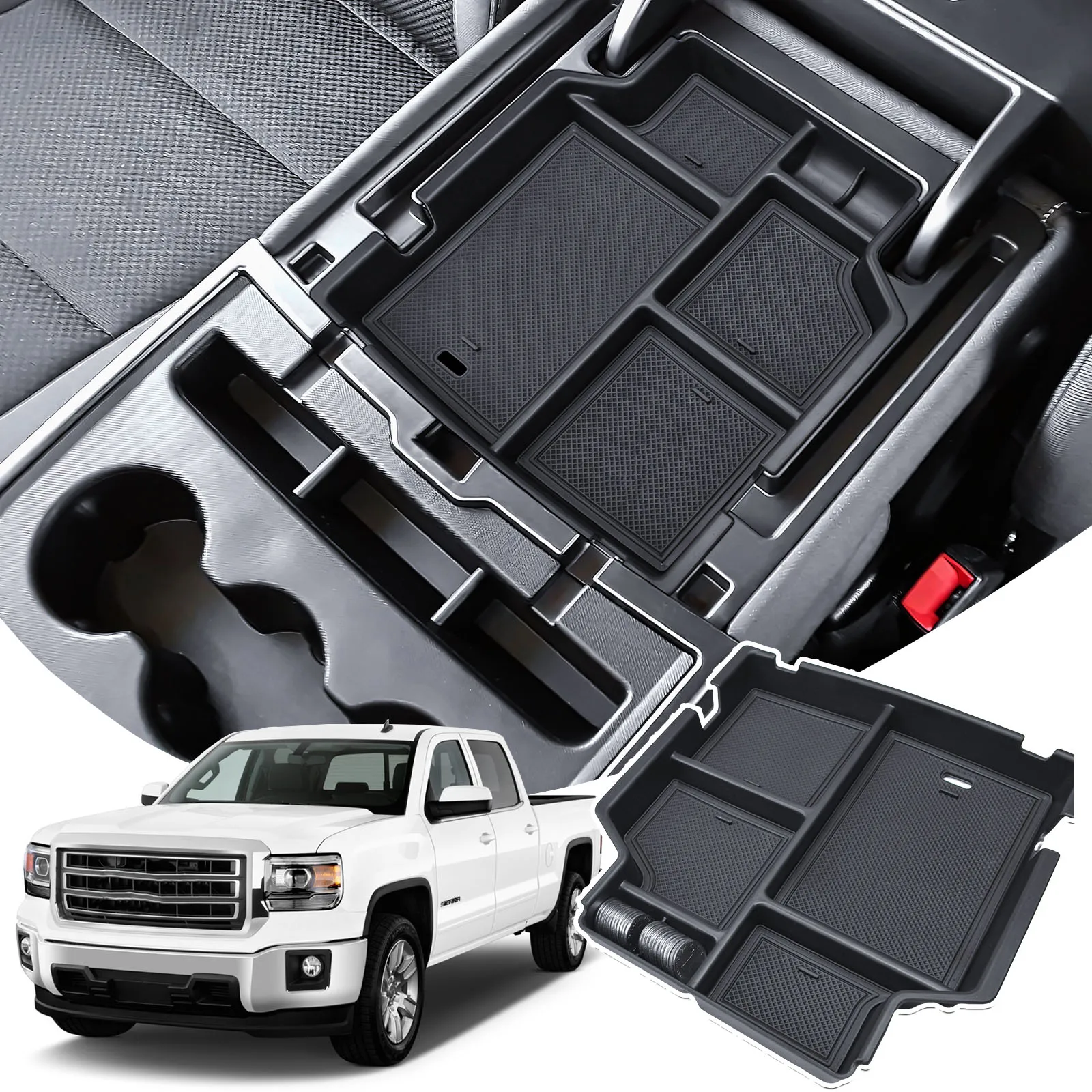 

Center Console Organizer Tray for 2014-2018 Chevy Silverado 1500 and GMC Sierra 1500 with split bench seat Armrest Storage Box