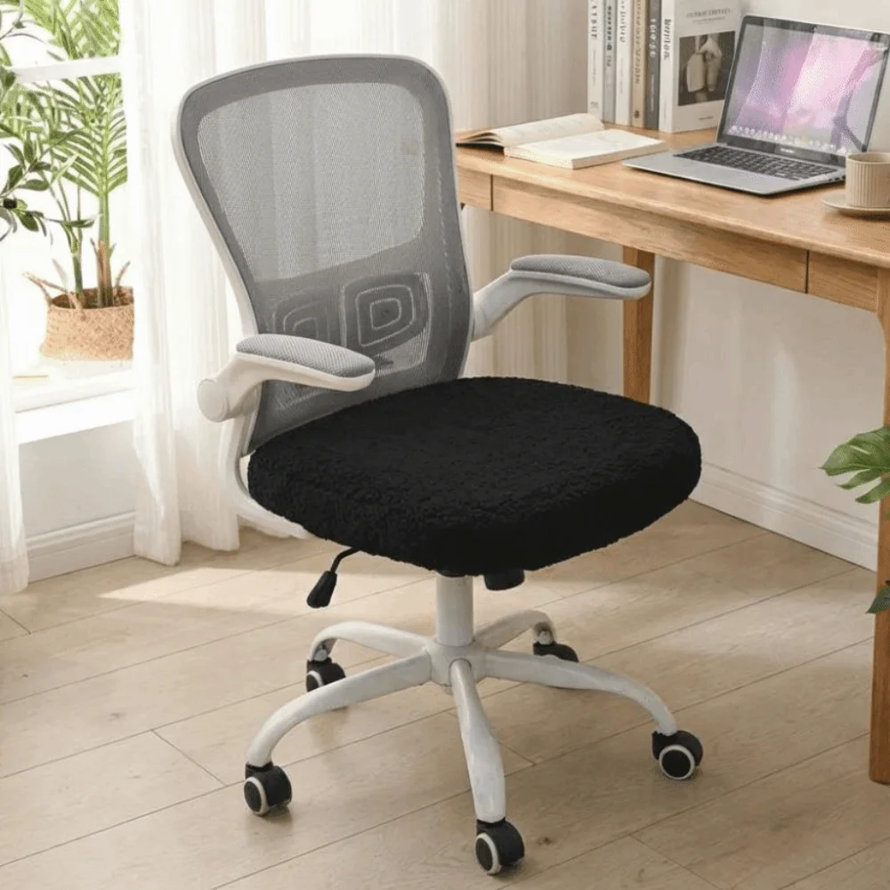 Cozy Plush Office Chair Covers Washable Stretch Computer Chair Seat Anti-Slip Thickened Armchair Seat Cover Wedding Party