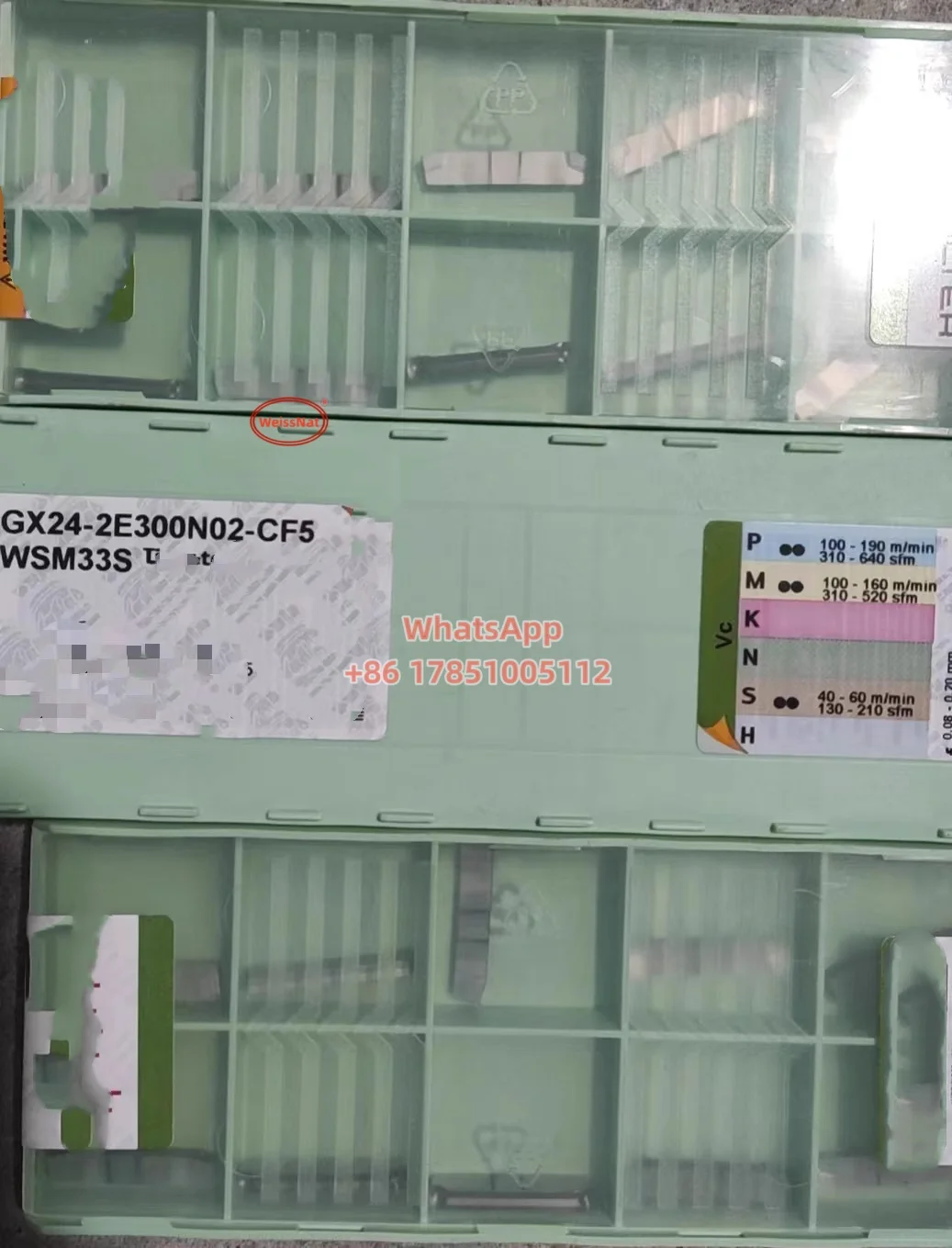 Płytki z węglika spiekanego GX24-2E300N030-UF4 WSM33, GX24-3E400N02-CF5, GX24-3E400N20-RD4, GX24-3E500N03-CF5 WSM33S, GX24-4E600N03-CE4 WSM43S