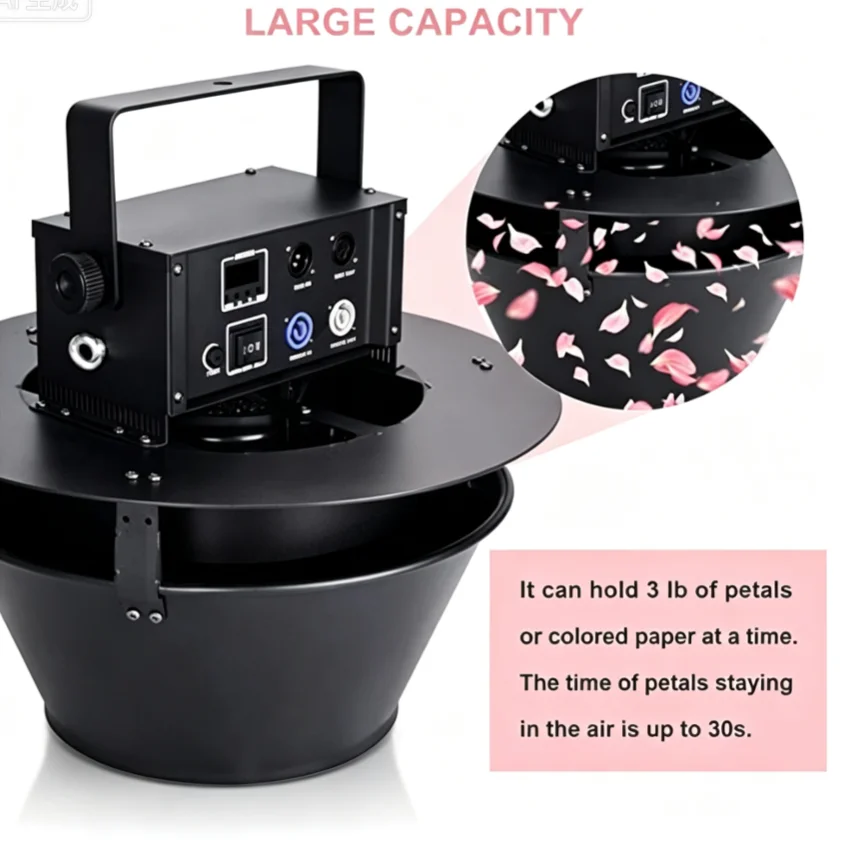 Electric Confetti Launcher Portable Hanging Swirl Rotatable Petal Blower Stage Floating Automatic Color Paper Machine - view 6