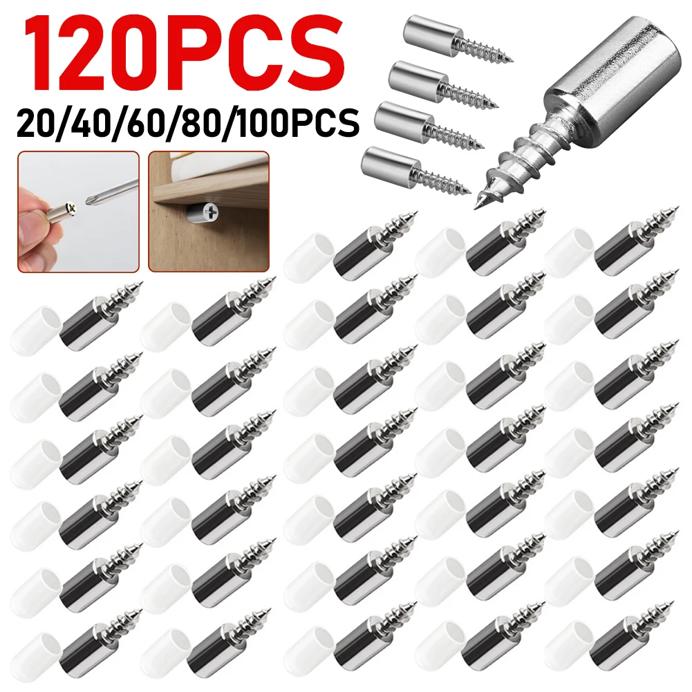 20Pcs Wardrobe Cabinet Glass Partition Nails Cross Self-tapping Screw with Rubber Sleeve Screw Plate Support Partition Bracket