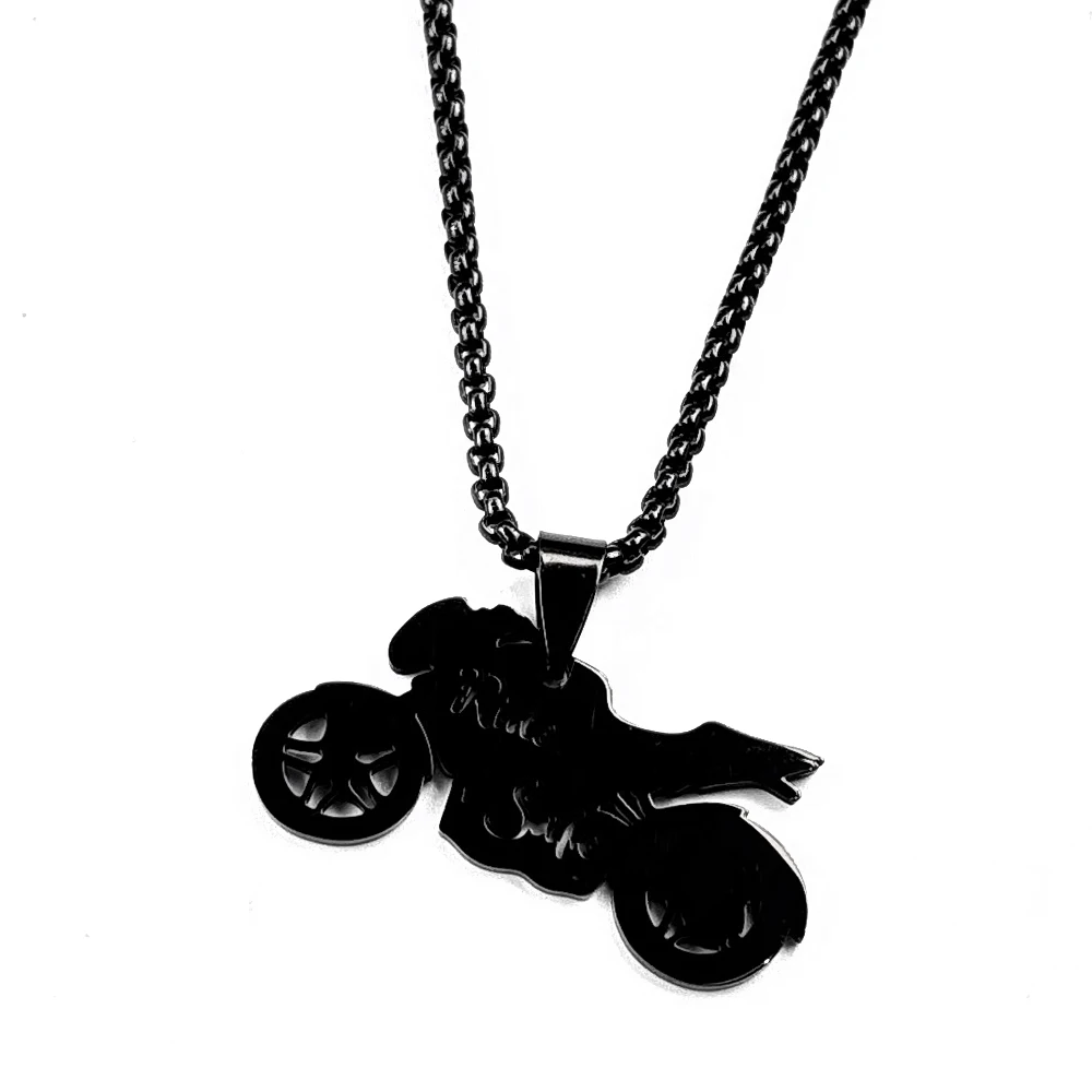 Stainless Steel Motorcycle Pendant Necklace Trendy Men's Cool Gold Silver Plated Charm Motorcycle Necklaces Jewelry Party Gifts