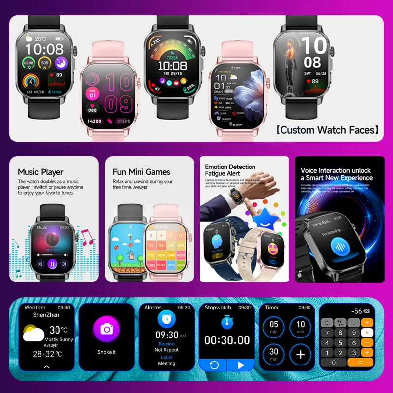 Nursing Grade ECG+PPG Smart Watch for Men, AMOLED Screen