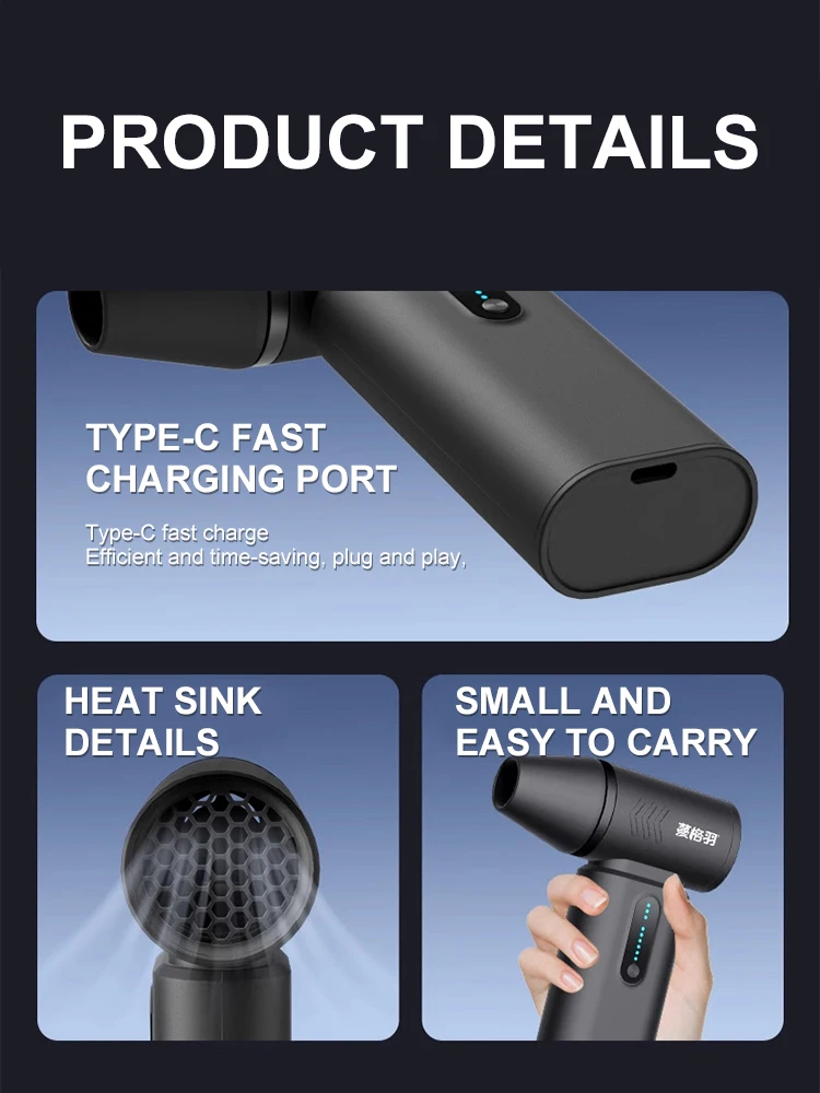 130000 RPM 53 m/s Auto Spolverino Elettrico Mini Turbo Violento Ventilatore Ricaricabile Super Forte Jet Dry Strumenti di Pulizia Della Tastiera