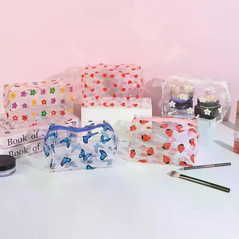 حقيبة مكياج شفافة بتصميم إبداعي للنساء، منظم حقيبة حلوة، حقيبة مستحضرات تجميل لطيفة ذات سعة كبيرة، حقيبة أحمر شفاه محمولة #2