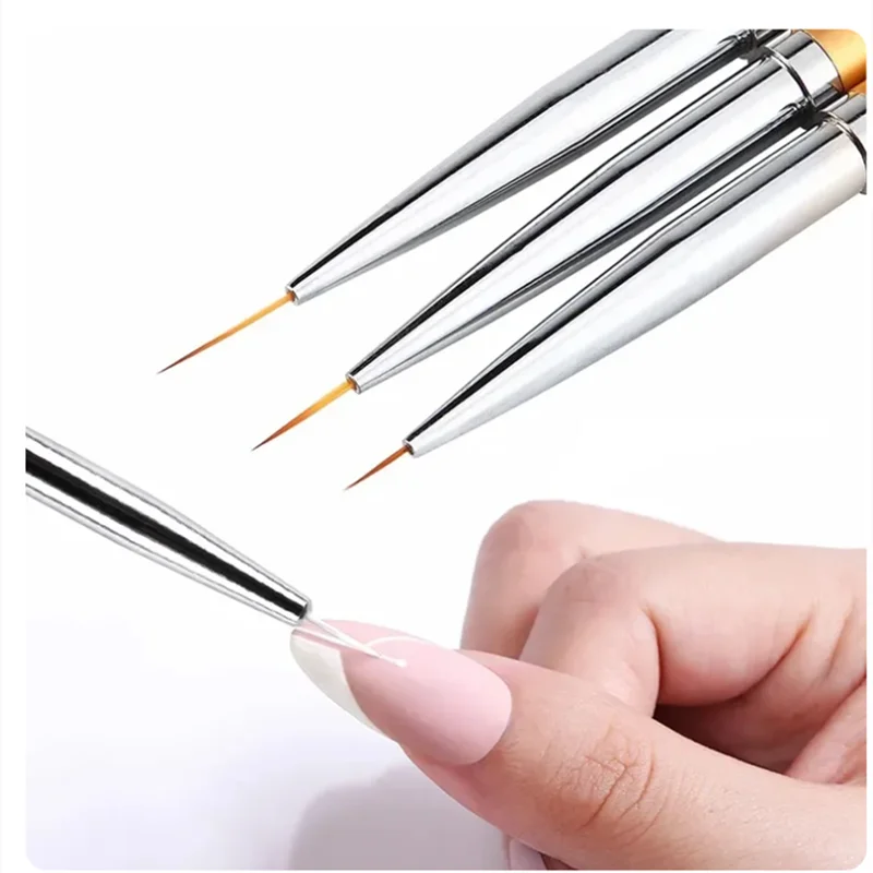 แปรงเพ้นท์เล็บอะคริลิคลายเส้นฝรั่งเศส 3 ชิ้น สำหรับทำลายเส้น 3 มิติ ลายเส้น DIY ปากกาสำหรับวาดลาย เจลยูวี แปรงเพ้นท์เล็บ อุปกรณ์ทำเล็บ