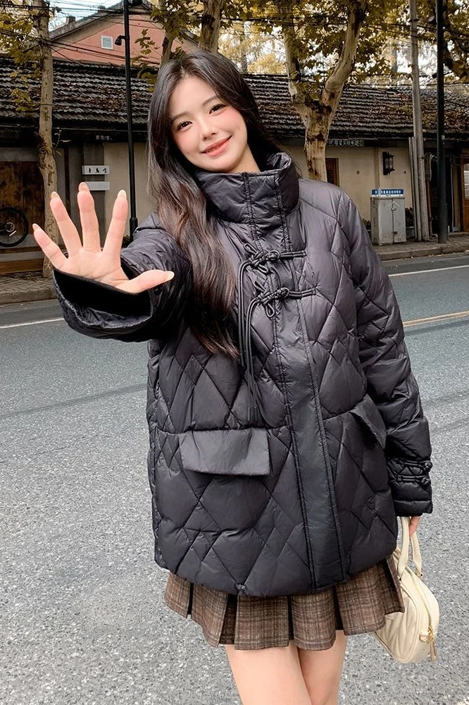 Autumn and Winter Fashion Retro New Women's Down Jacket Commuting Stand Collar Loose Down Jacket