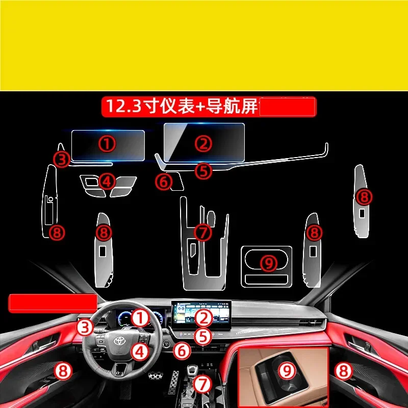 Tpu Transparent Film for 9th Toyota Camry Car Interior Sticker Center Console Dashboard Screen Protection Film  Accessories