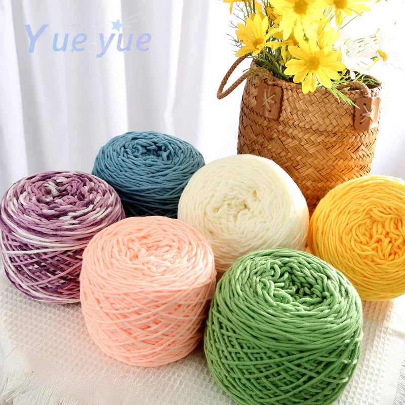 8ply Natural Soft Silk Milk Cotton Yarn Thick Yarn for Knitting Lover Scarves Hand Knitting Wool Crochet Yarn Weave Thread 200g