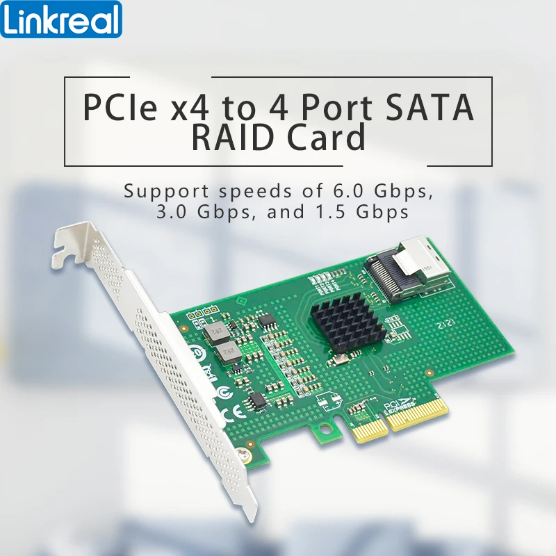 

Linkreal Four-Lane PCIe 2.0 to 4 Port SATA 3.0 6Gbps RAID Controller Card with Marvell Chip 88SE9230-LRST9630-4IR