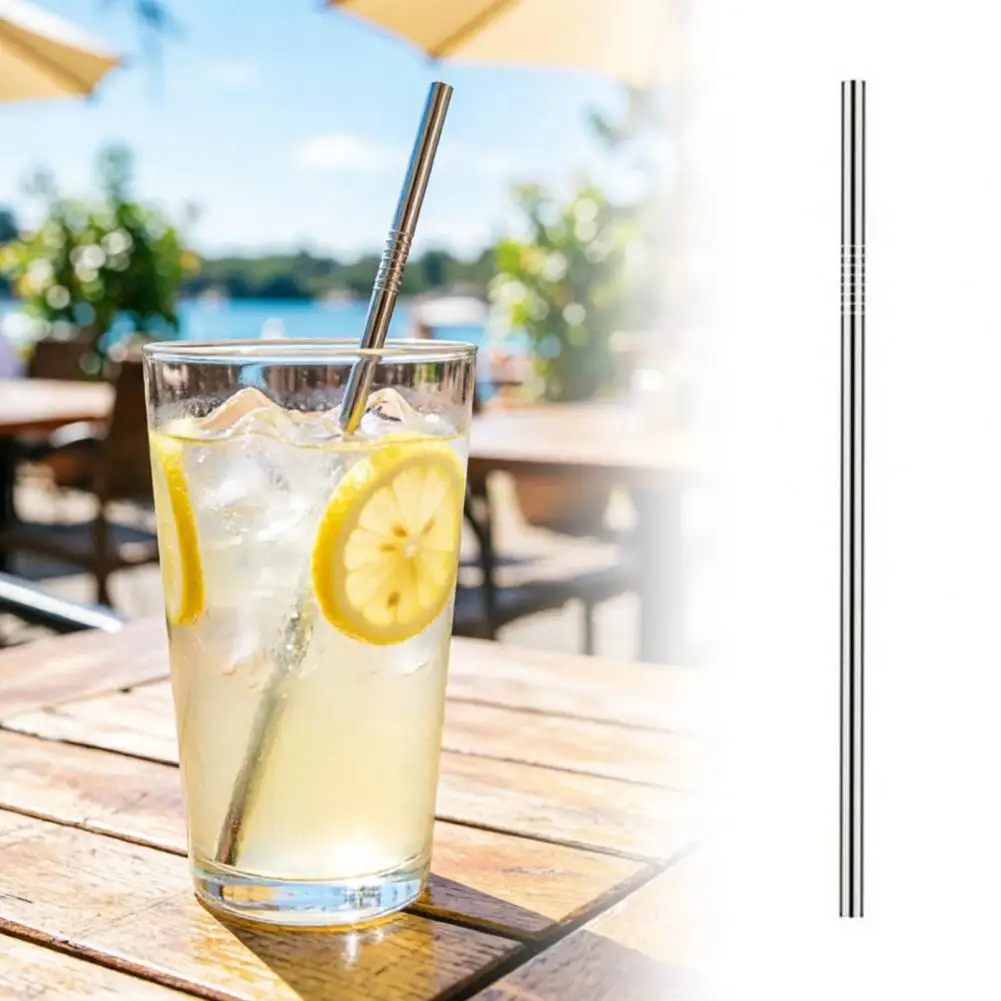 Reusable Metal Straw Stainless Steel Drinking Straw 4pcs Stainless Steel Straws Set Reusable Metal Drinking Straws for Tumblers