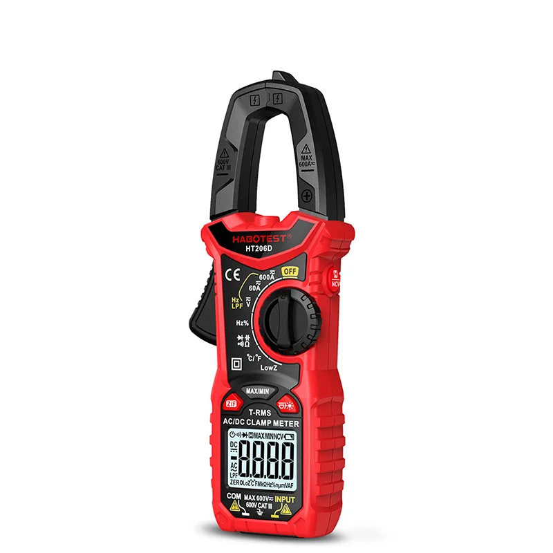 HT206 Digital Clamp Meter NCV 6000 Counts DC AC True RMS High Precision Multimeter Automatic Current Voltage Temperature Tester